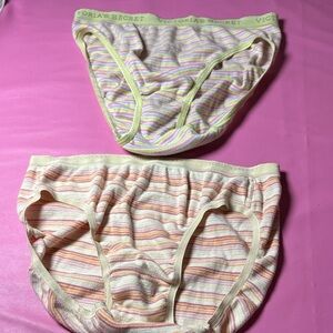 Victoria's Secret Women’s Pastel Striped Cotton Briefs - Pink/Yellow/Green